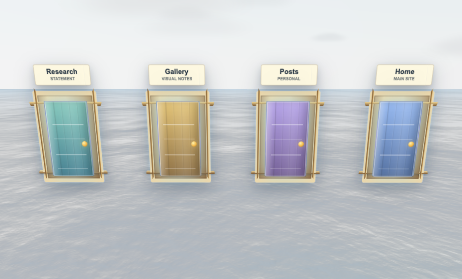 3D Space preview with four navigation doors